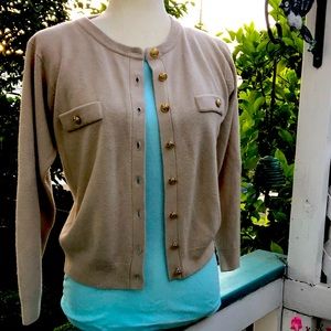 MILANO Petite Cardigan Sweater w/ Goldtone Buttons